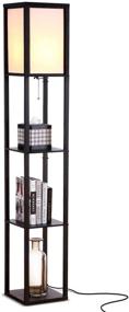 img 4 attached to Brightech Maxwell Modern LED Shelf Floor Lamp - Skinny Bedroom End Table and Nightstand Combo - Narrow Side Table with Standing Accent Light - Asian Tower Book Shelves - Black