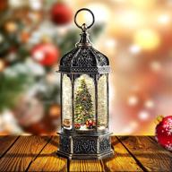 🎄 optimized christmas snow globes with musical snow ball, 6h timer cylindrical flashing snow ball in bronze finish, christmas music box with 8 songs and lantern featuring christmas tree - perfect for kids logo