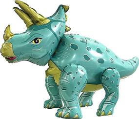 img 4 attached to Giant Triceratops Dinosaur Balloon: Perfect Birthday Party Decorations for Kids and Adults - Cute Self Standing Dino Aluminium Foil Balloons and Inflatable Animal Balloons of Premium Quality