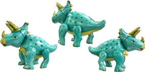 img 2 attached to Giant Triceratops Dinosaur Balloon: Perfect Birthday Party Decorations for Kids and Adults - Cute Self Standing Dino Aluminium Foil Balloons and Inflatable Animal Balloons of Premium Quality