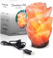 🌹 hand crafted rose shape salt lamp with wood base - includes dimmer and light bulb, ideal adult night lights and decor - perfect gift for mothers day - mockins logo