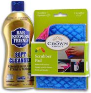 🧼 bar keepers friend soft cleanser liquid - 13 oz - household scrubbing set - pot cleaner and multipurpose scrubber - ideal for stainless steel, rust, and all purpose cleaning - includes all purpose dishcloth logo