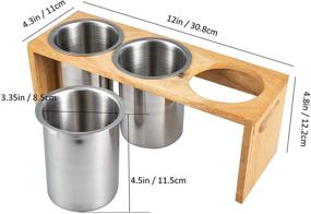 img 1 attached to Stainless Steel Flatware Holder Caddy Organizer with Wood Base 🍴 - Ideal for Countertop, Parties & Kitchen - IMEEA Silverware Utensil Caddy