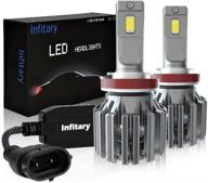 🔦 infitary h11/h8/h9 led headlight bulbs canbus error free, 110w 26000lm 6000k csp intelligent temperature control, anti-flicker plug & play, all-in-one conversion kit for mini car truck, high low beam & fog light logo
