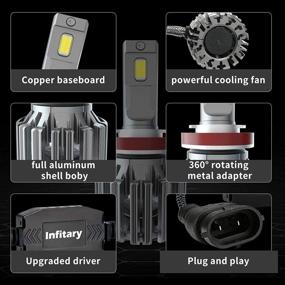 img 1 attached to 🔦 INFITARY H11/H8/H9 Светодиодные лампы головного света ошибка Canbus Free, 110W 26000LM 6000K CSP Умное управление температурой, анти-мерцание, установка под ключ, все-в-одном конверсионный комплект для мини-автомобиля, грузовика, высокие и низкие лучи и противотуманные фары
