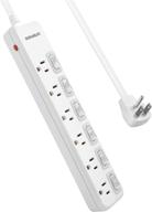suraielec power strip individual switches: 8 ft long flat plug extension cord 🔒 with 6 outlet surge protector, on off switches, 15 amp safety circuit breaker, wall mountable logo