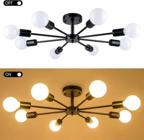 img 3 attached to 💡 Stylish Mid Century Sputnik Chandelier: 8-Light Flush Ceiling Pendant Lights in Black for Dining, Living, Bedroom, and Kitchen Décor