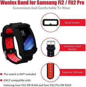 img 3 attached to 📱 Силиконовый ремешок замена для часов, ремешок Wonlex для Samsung Gear Fit2 / Fit2 Pro, совместим с Galaxy Gear Fit2 SM-R360 и Fit 2 Pro, для мужчин и женщин, черный/красный