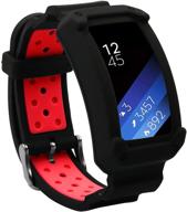 📱 силиконовый ремешок замена для часов, ремешок wonlex для samsung gear fit2 / fit2 pro, совместим с galaxy gear fit2 sm-r360 и fit 2 pro, для мужчин и женщин, черный/красный логотип