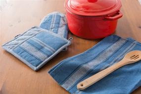 img 1 attached to 👕 DII Хлопковые Переросшие Полосатые Полотенца для Посуды, Набор из 3 шт., 20 x 30 дюймов, можно создать монограмму Французские Мешковины Фермерского Стиля - Небесно-голубого цвета