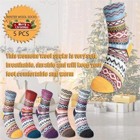 img 3 attached to 🧦 5 Pairs of Women's Winter Wool Socks - Thick, Soft & Warm for Skiing and Christmas Gift