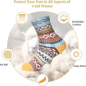 img 2 attached to 🧦 5 Pairs of Women's Winter Wool Socks - Thick, Soft & Warm for Skiing and Christmas Gift