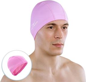 img 1 attached to 🏊 Premium AqtivAqua Spandex Swim Cap with Advanced Protective Layer: Top-quality Swimming Caps for Adult Men and Women