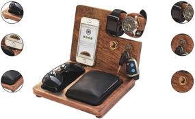 img 3 attached to Wooden Docking Station for Men - Best Desk Organizer and Nightstand Stand by ABHANDICRAFTS for Watches, Cell Phones - Ideal Gift for Husband, Dad on Anniversary, Birthday