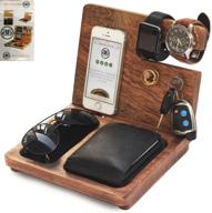 wooden docking station for men - best desk organizer and nightstand stand by abhandicrafts for watches, cell phones - ideal gift for husband, dad on anniversary, birthday logo