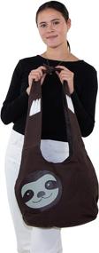 img 1 attached to 👜 Canvas Sleepyville Critters Hang Loose Sloth Hobo Bag with Sleepy Vibes