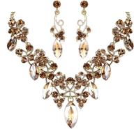 🌸 brilove women's crystal floral vine leaf costume fashion jewelry set: statement necklace and dangle earrings - exquisite beauty for every occasion logo