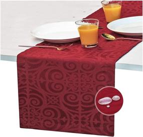 img 4 attached to 🍒 72-inch Red Table Runner: Cranberry Dresser Scarf, Outdoor Coffee Table Runner - Burgundy Dining, Spill-Proof and Waterproof Table Runners for Crimson Dinner Parties, Thanksgiving, Holiday, Christmas Decor