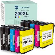 🖨️ mytoner remanufactured ink cartridge set for epson 200xl 200 xl t200xl: compatible with xp-200 xp-300 xp-310 xp-400 xp-410 wf-2520 wf-2530 wf-2540 printers (10-pack, includes 4 black, 2 cyan, 2 magenta, 2 yellow) logo