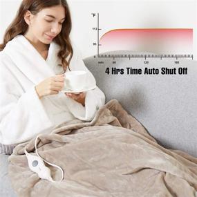 img 1 attached to 🔥 Tefici Electric Heated Blanket Throw – 3 Heating Levels, Auto Off, Super Cozy Soft Throw – Fast Heating, Machine Washable – Home & Office Use – 50"x 60" Camel