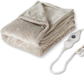 img 4 attached to 🔥 Tefici Electric Heated Blanket Throw – 3 Heating Levels, Auto Off, Super Cozy Soft Throw – Fast Heating, Machine Washable – Home & Office Use – 50"x 60" Camel