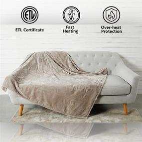 img 3 attached to 🔥 Tefici Electric Heated Blanket Throw – 3 Heating Levels, Auto Off, Super Cozy Soft Throw – Fast Heating, Machine Washable – Home & Office Use – 50"x 60" Camel
