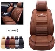 🚗 oasis auto leather & fabric car seat covers, faux leatherette automotive vehicle cushion cover for cars suv pick-up truck - universal fit set, brown (os-008 front pair) logo