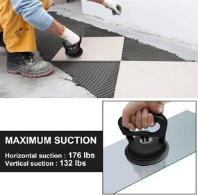 img 2 attached to EONLION Heavy Duty Car Dent Puller Suction Cup with Handles for Glass, Tiles, Mirror, and Granite Lifting - Power Gripper Sucker Plate in Black