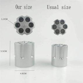 img 2 attached to Silver Gun Cylinder Pen Holder - Revolver Design, Heavy Duty 6-Hole Metal Pen Pencil Holder, Non-Slip Aluminum Office Decor, Creative Decoration for Better Organization