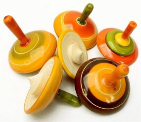 img 4 attached to 🪁 Vintage Handmade Wood Spinning Tops Set of 6 - Exquisite Indian Craft Toys by AzKrafts
