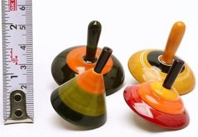 img 2 attached to 🪁 Vintage Handmade Wood Spinning Tops Set of 6 - Exquisite Indian Craft Toys by AzKrafts
