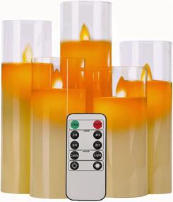 img 4 attached to 🕯️ Seasonal Festive Candle Set with 5 Flameless Dancing LED Candles - Glass Devices, Remote Control, and Timer