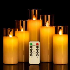 img 3 attached to 🕯️ Seasonal Festive Candle Set with 5 Flameless Dancing LED Candles - Glass Devices, Remote Control, and Timer