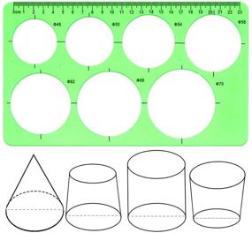 img 2 attached to 📐 Clear Green Plastic Measuring Templates for Office, School, Building Formwork, and Drawing - Circle and Oval Template, 4 Pack Geometric Ruler Templates (3 Styles)