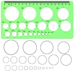 img 1 attached to 📐 Clear Green Plastic Measuring Templates for Office, School, Building Formwork, and Drawing - Circle and Oval Template, 4 Pack Geometric Ruler Templates (3 Styles)