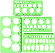 📐 clear green plastic measuring templates for office, school, building formwork, and drawing - circle and oval template, 4 pack geometric ruler templates (3 styles) logo