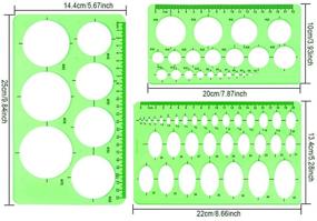 img 3 attached to 📐 Clear Green Plastic Measuring Templates for Office, School, Building Formwork, and Drawing - Circle and Oval Template, 4 Pack Geometric Ruler Templates (3 Styles)