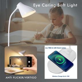 img 1 attached to LAIWOO LED Desk Lamp with Wireless Charger: Flexible, Touch Control, Eye Caring Lights for Home Office