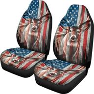 instantarts 2pcs/set car seat covers with american flag and deer print - premium vehicle protectors for front seats - auto interior accessories - driver seat covers logo