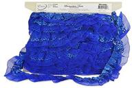 expo international ir8106bl-10 10 yards of blue ruffle trim, 10 yd logo