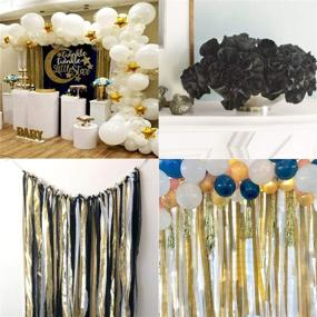 img 2 attached to 🎉 PartyWoo Crepe Paper Streamers: 82ft Gold, Silver, and Black Party Decorations for Birthdays, Weddings, and Events - Pack of 6