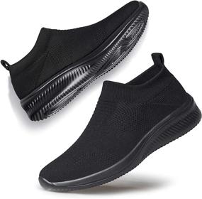 img 2 attached to Vibdiv AllBlack Lightweight Men's Shoes and Loafers: Breathable with Anti-Slip and Slip-On Features