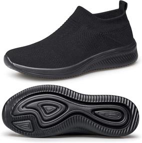 img 3 attached to Vibdiv AllBlack Lightweight Men's Shoes and Loafers: Breathable with Anti-Slip and Slip-On Features