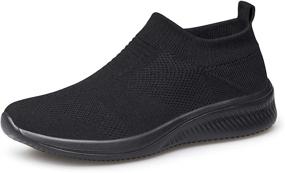 img 4 attached to Vibdiv AllBlack Lightweight Men's Shoes and Loafers: Breathable with Anti-Slip and Slip-On Features