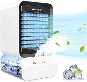 img 4 attached to Wonido Portable Air Conditioner Fan - Mini AC Unit for Room, 4-in-1 Evaporative Air 🌀 Cooler with Humidifier, 3 Speeds, 7 Colors Night Light - Desktop Swamp Cooler for Small Room