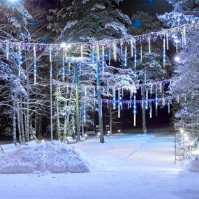 img 1 attached to 🌠 Enhance your Holidays with Meteor Shower Falling Rain Lights: 8 Tubes, 192 LED Icicles, Outdoor Xmas Wedding Party Décor in Blue