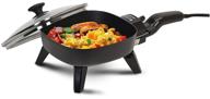 🍳 elite gourmet efs-400 personal stir fry griddle pan, quick heat up, 600 watts, pfoa-free non-stick electric skillet with tempered glass lid - black логотип