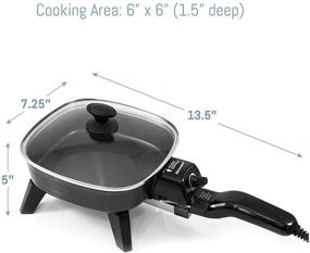 img 1 attached to 🍳 Elite Gourmet EFS-400 Personal Stir Fry Griddle Pan, Quick Heat Up, 600 Watts, PFOA-Free Non-stick Electric Skillet with Tempered Glass Lid - Black