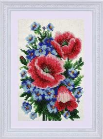 img 3 attached to 🌺 Poppies and Cornflowers" Bead Embroidery Kit - Preciosa Glass Seed Beads, Contemporary Design for Needlepoint, Tapestry, and Handcraft Artists. Ideal for Beaded Cross Stitch, Needle Arts, and Home Decor.