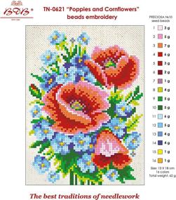 img 2 attached to 🌺 Poppies and Cornflowers" Bead Embroidery Kit - Preciosa Glass Seed Beads, Contemporary Design for Needlepoint, Tapestry, and Handcraft Artists. Ideal for Beaded Cross Stitch, Needle Arts, and Home Decor.